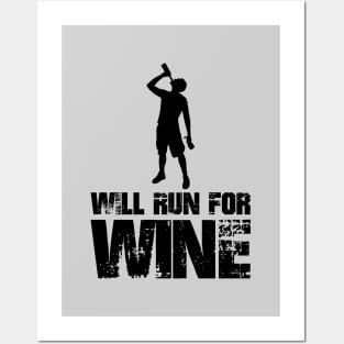 Will Run for Wine - male runner Posters and Art